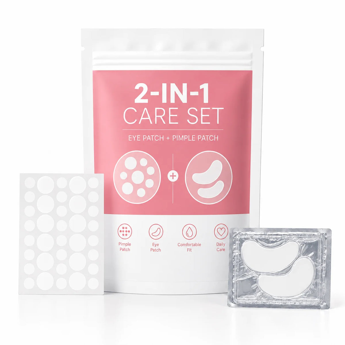 36pcs+1pair/180pcs+2pairs White round pimple patches + under-eye patches, daily use, face stickers, concealing and decoration.